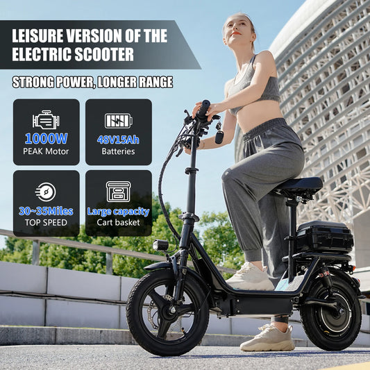 ASKGO Adult Electric Scooter With 1000W Motor And Full Suspension
