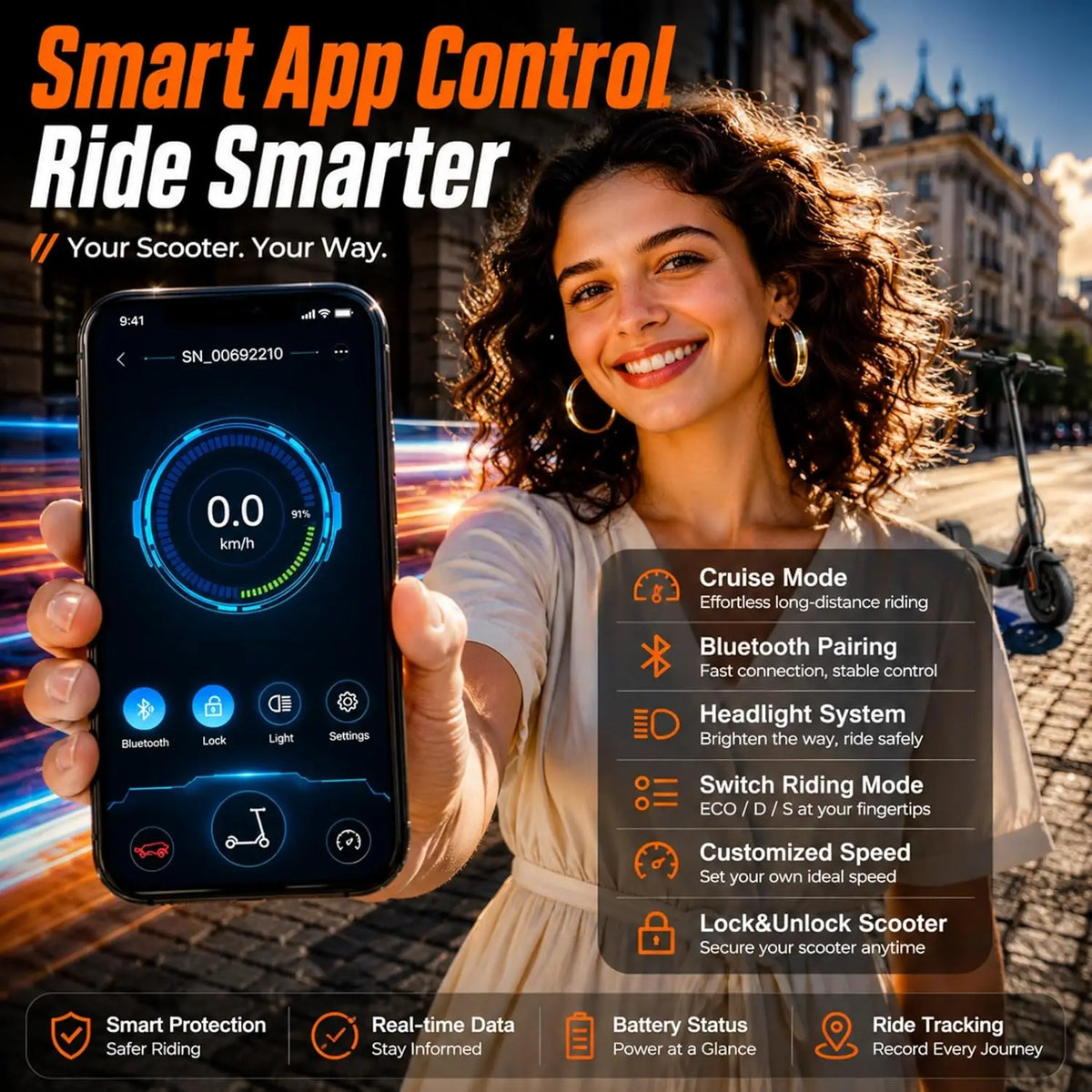 Aovopro Foldable Electric Scooter 350W Smart App Control