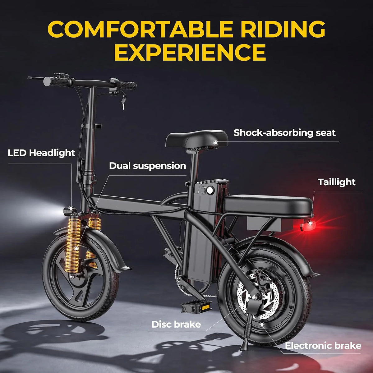 AOVOPRO Dual Seat Foldable Electric Bike 500W Motor Long Range