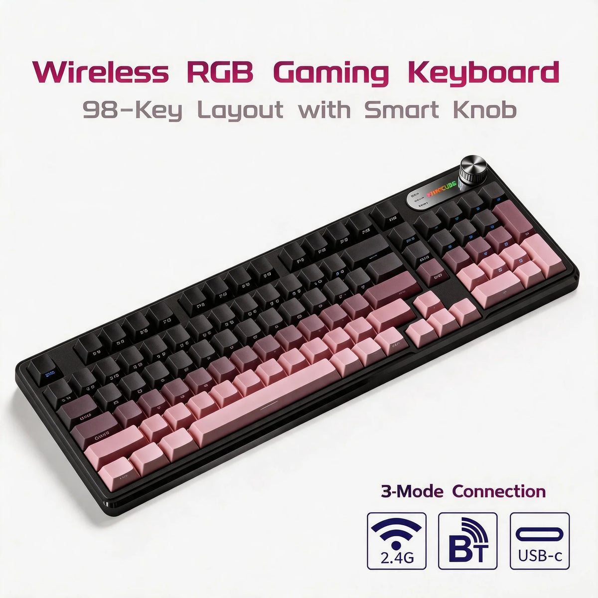 Wireless 98 Key Mechanical Keyboard With Volume Roller And RGB Backlight