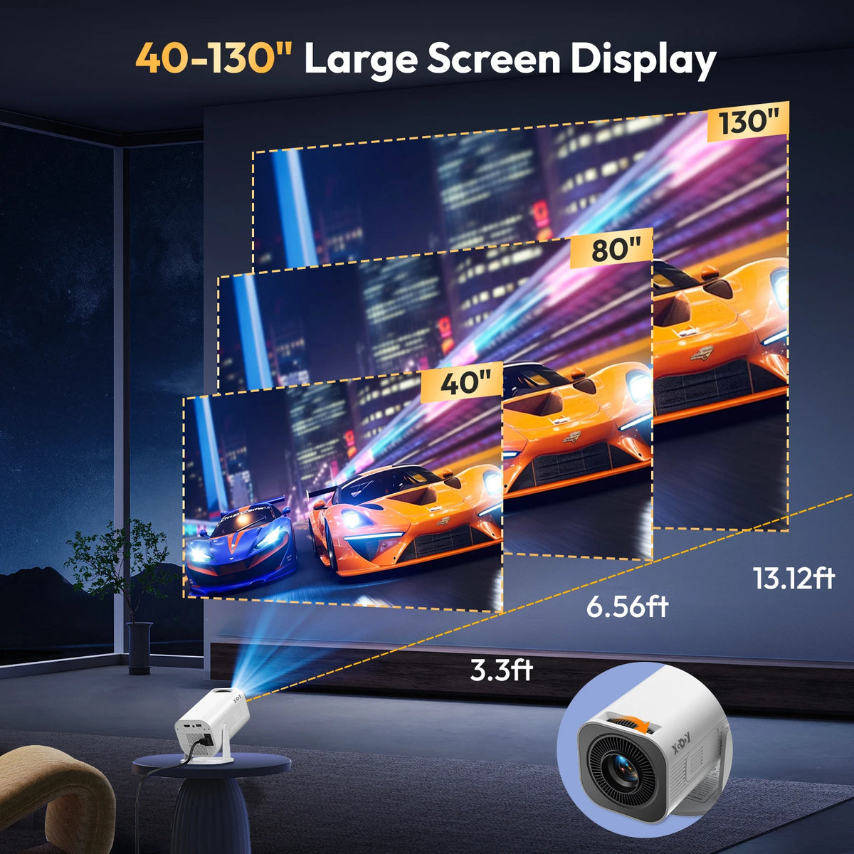 XGODY Gimbal 3 Pro Mini Smart Projector 720P Native