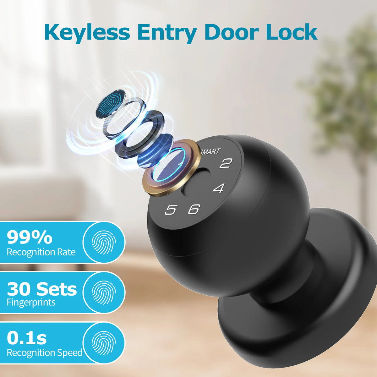 Viladepot Ball Shaped Smart Lock Fingerprint App Control Keypad