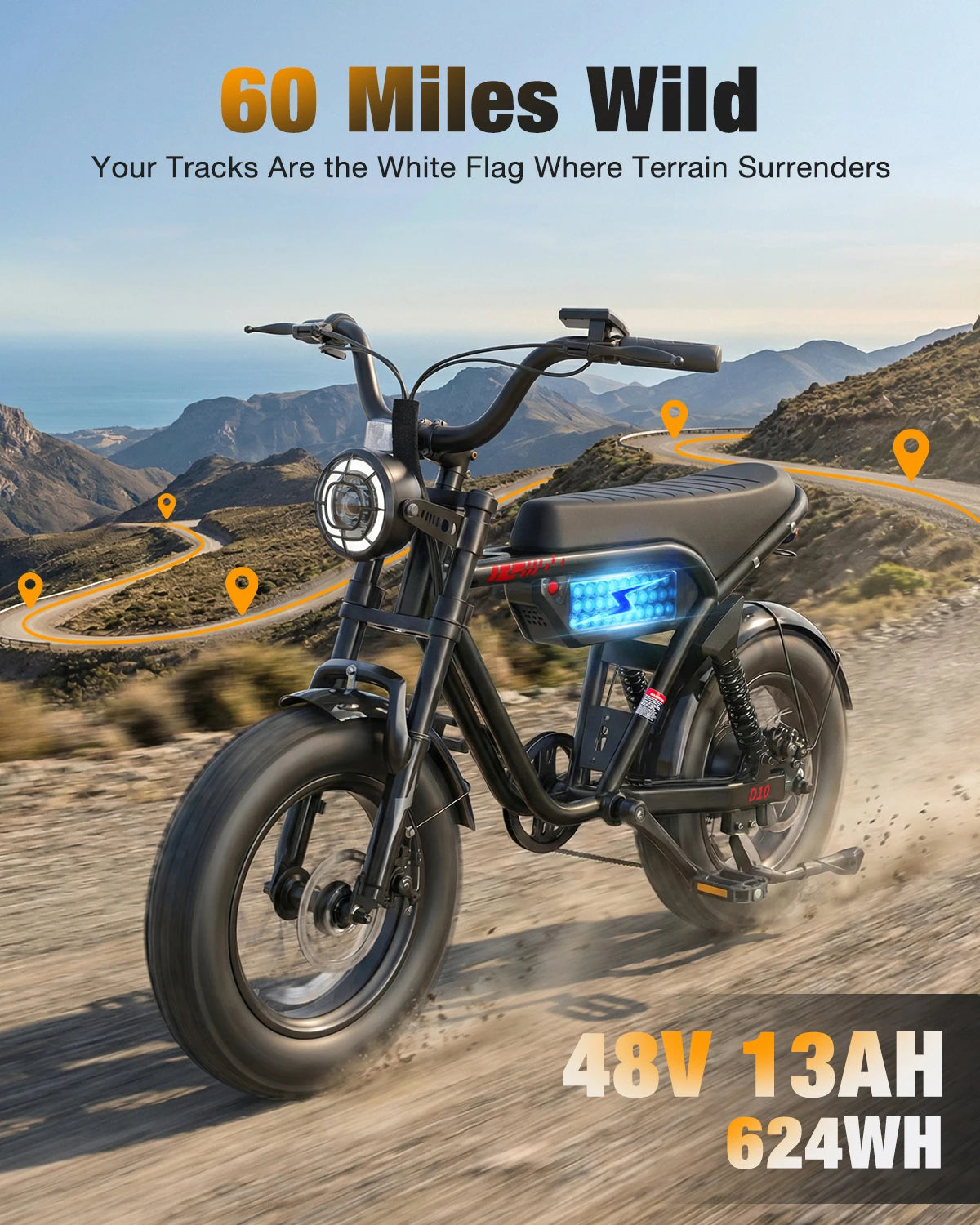 Hopepeak Full Suspension 1500W Fat Tire Electric Mountain Bike