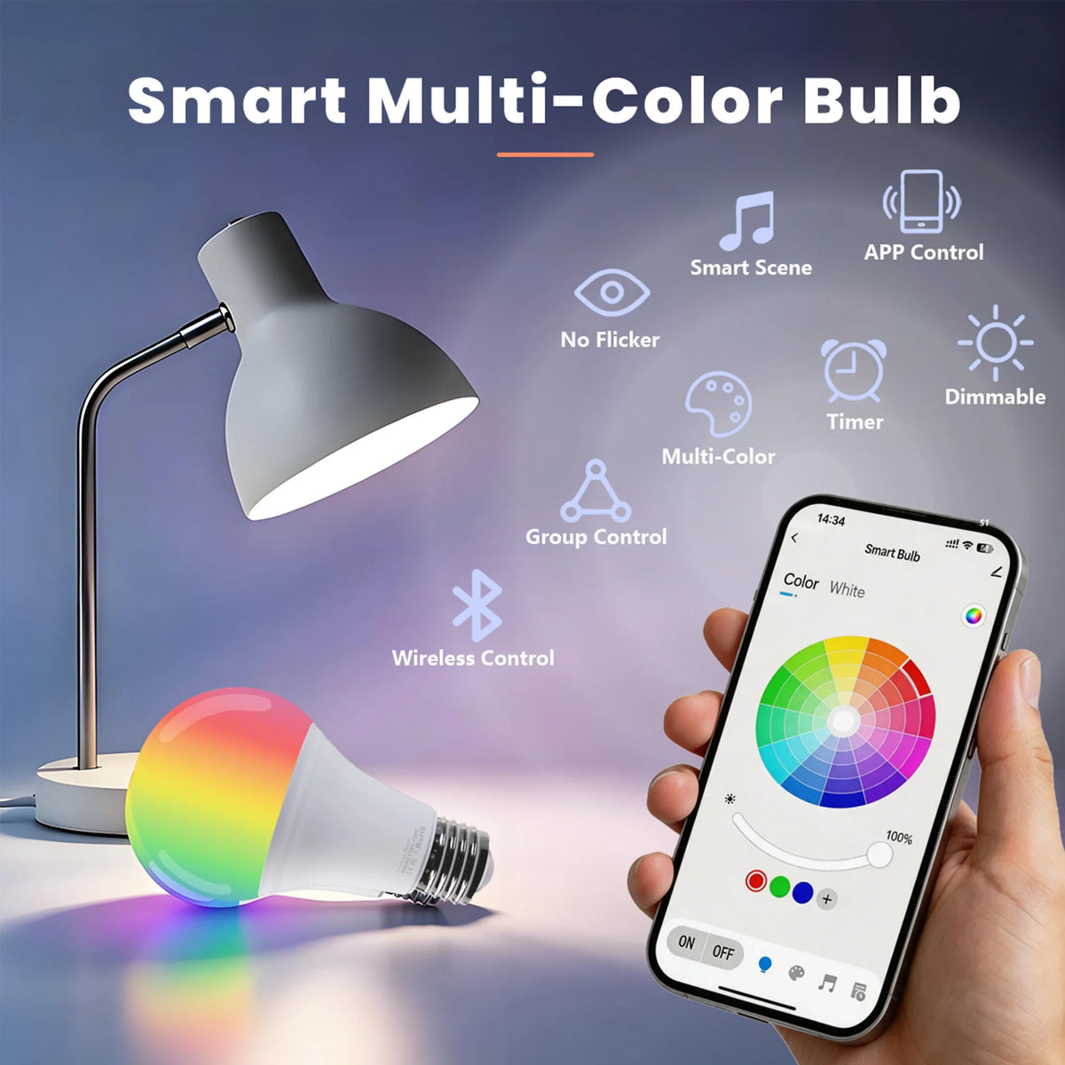 Tuaaryii Smart LED Bulbs With Music Rhythm And Remote Control