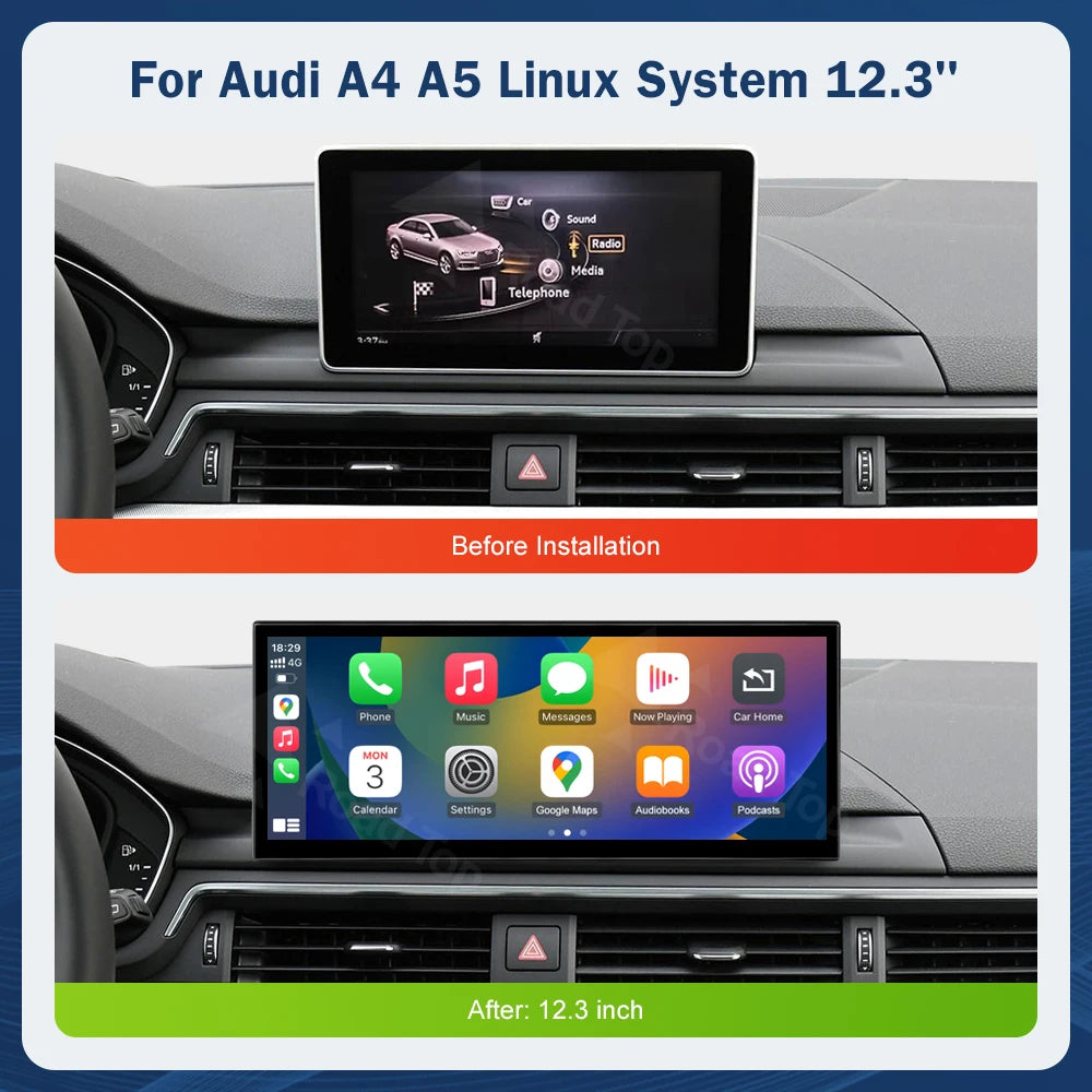 Road Top Wireless Carplay Android Auto Touchscreen Display For Audi
