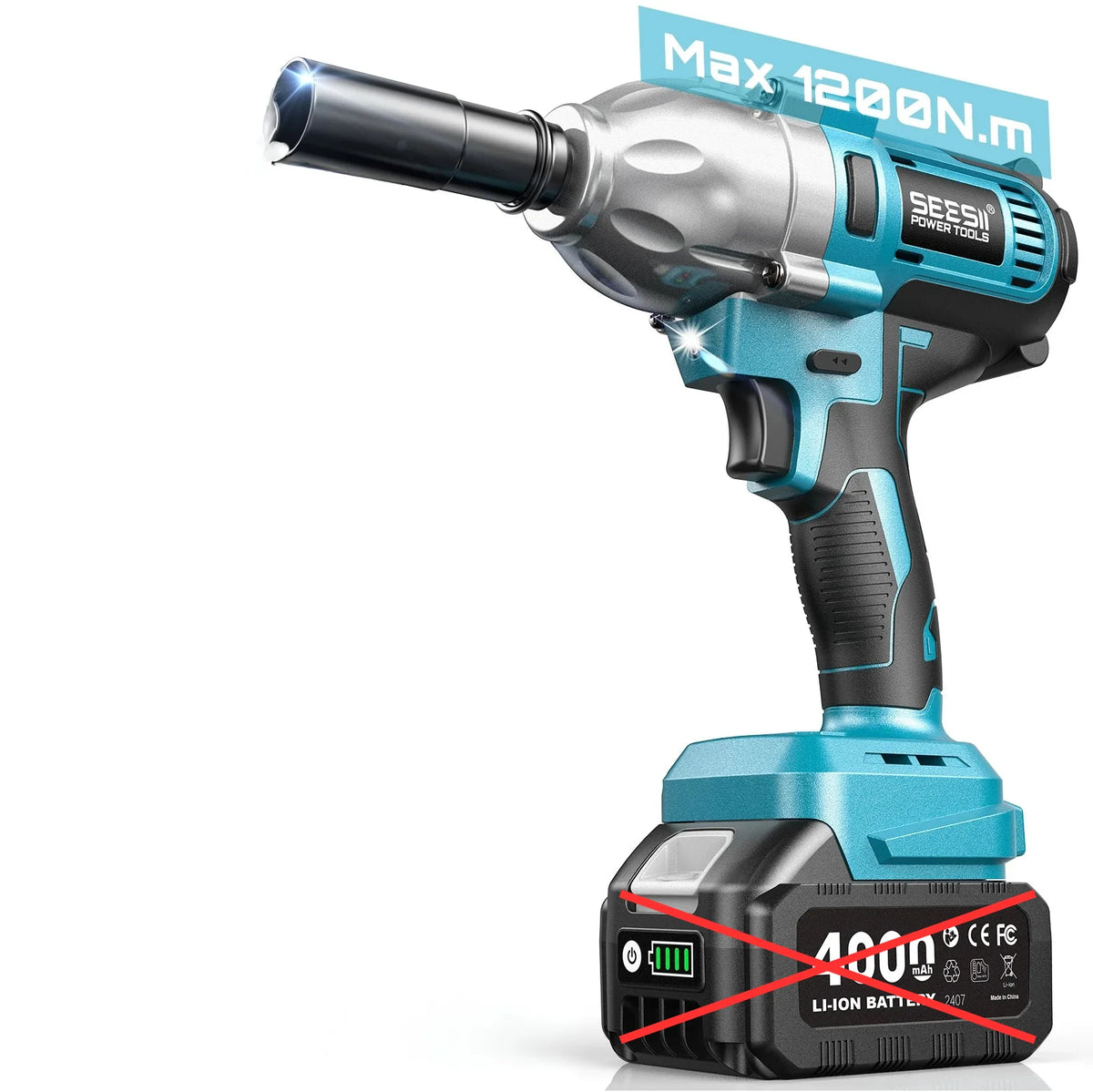 Seesii Brushless Cordless Impact Wrench High Torque Kit