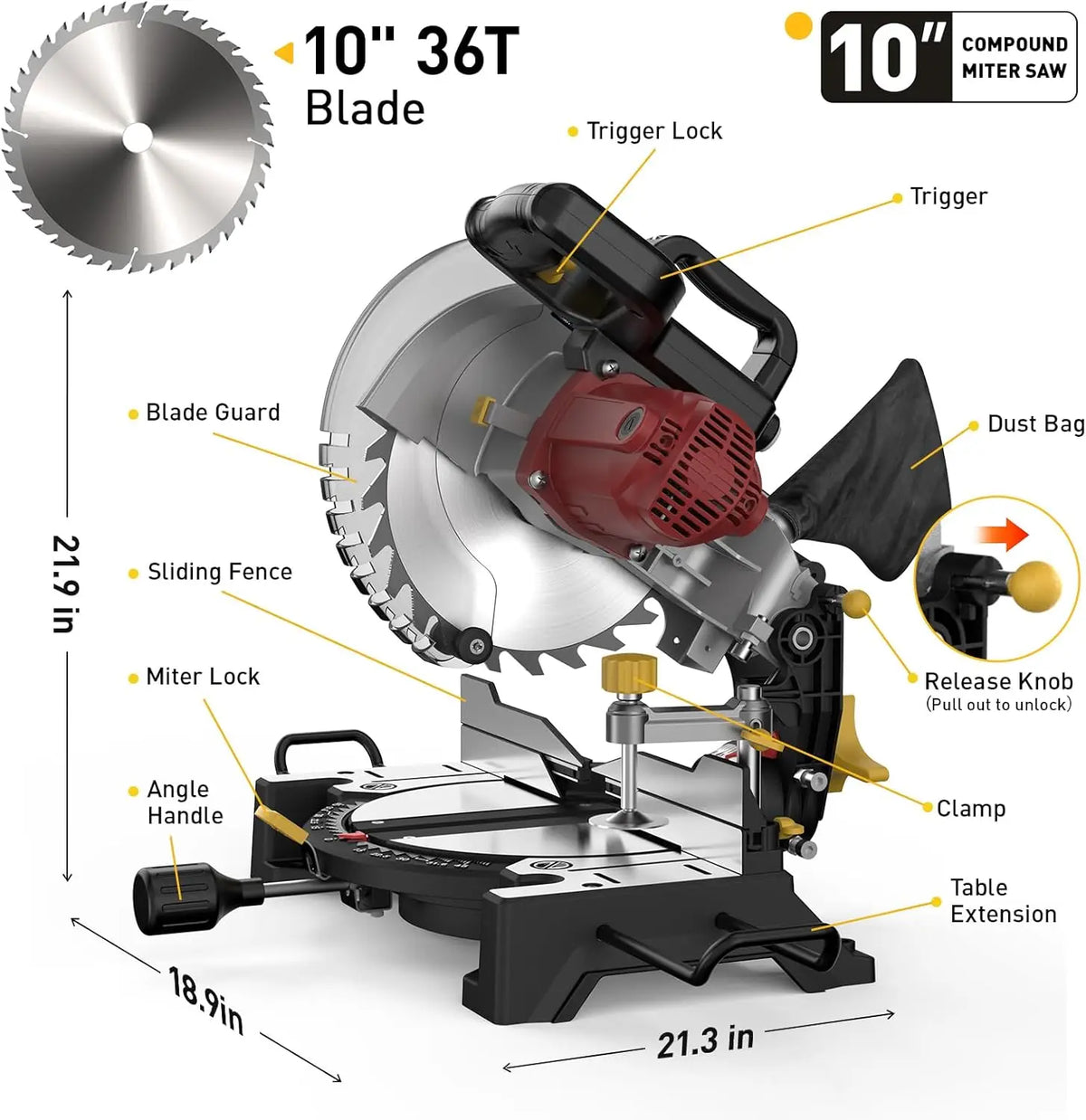 Premium Single Bevel Compound Miter Saw With 15 Amp Motor
