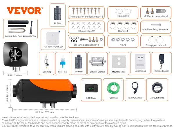 SucceBuy 8KW Bluetooth 12V Diesel Parking Heater For Trailers