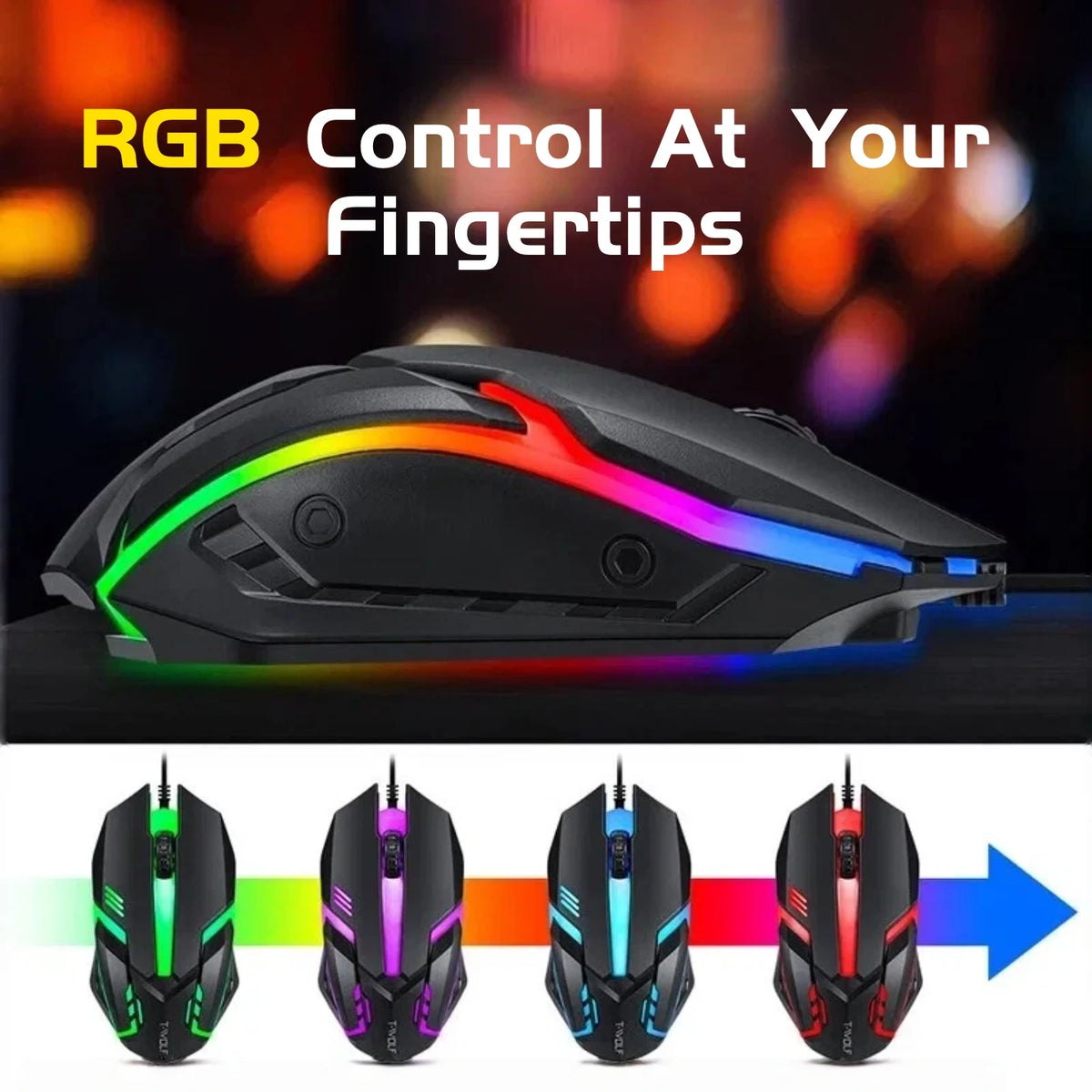 Twolf Wired Rgb Gaming Keyboard Mouse Headset Pc Combo Set