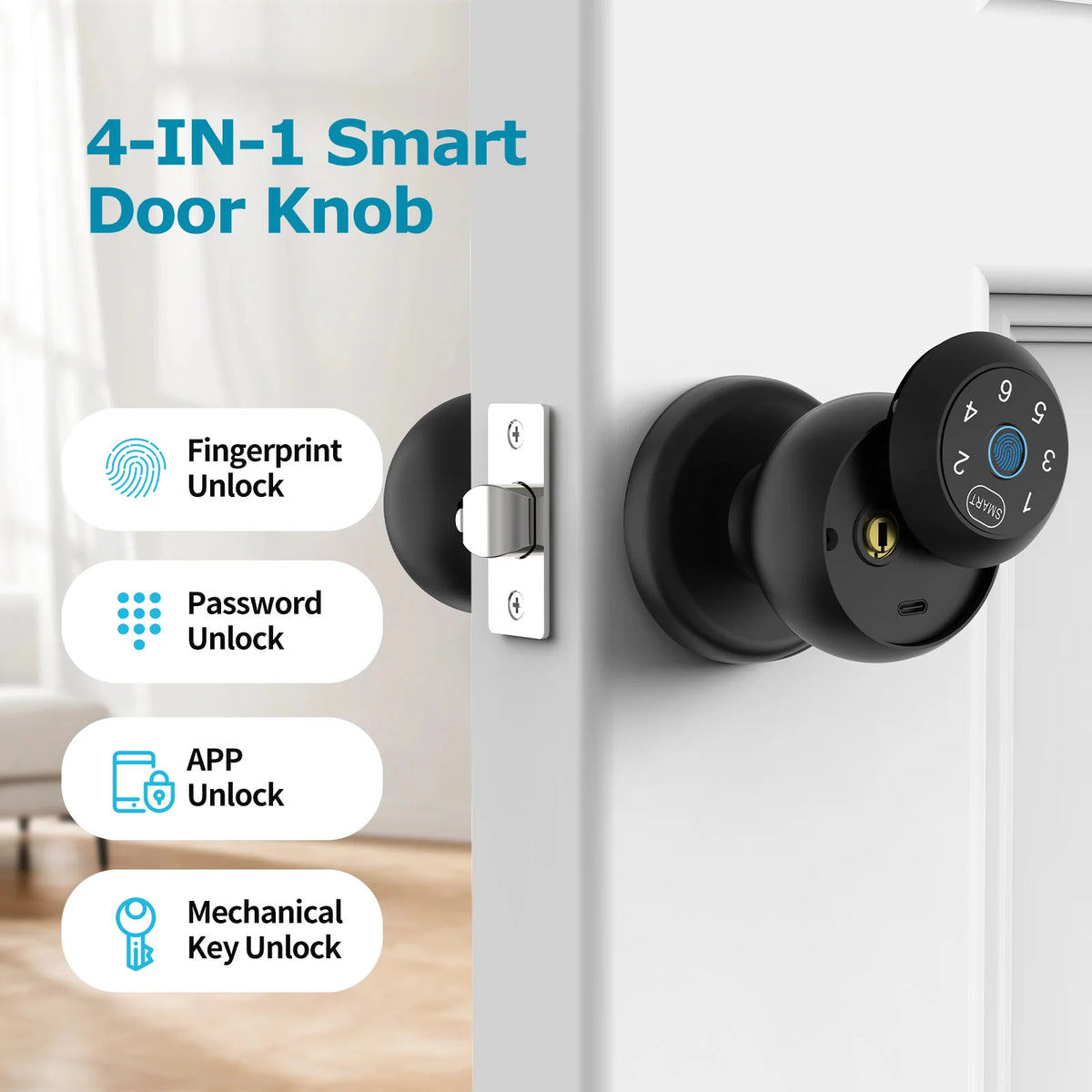Viladepot Ball Shaped Smart Lock Fingerprint App Control Keypad