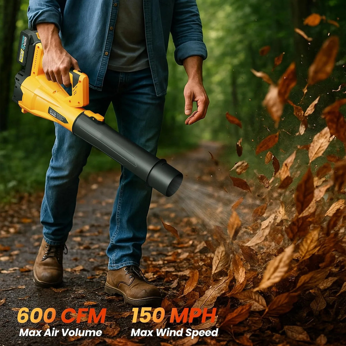 Deli Cordless Handheld Leaf Blower With 2 Batteries And Charger