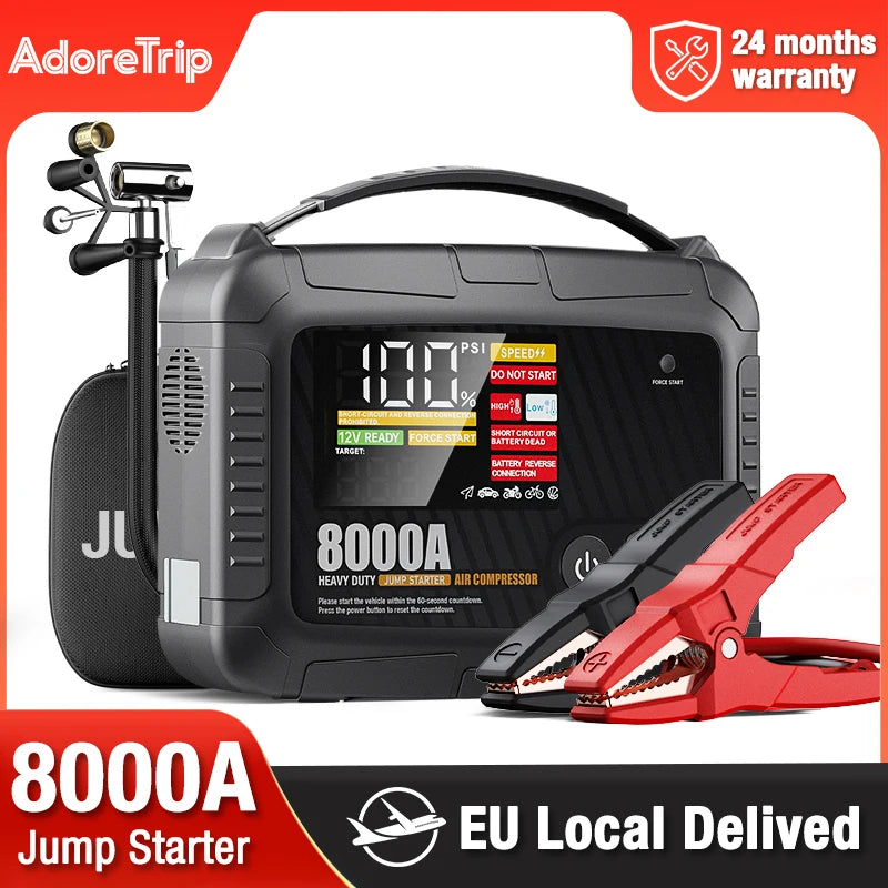AdoreTrip 8000A Heavy Duty Car Jump Starter With Air Pump