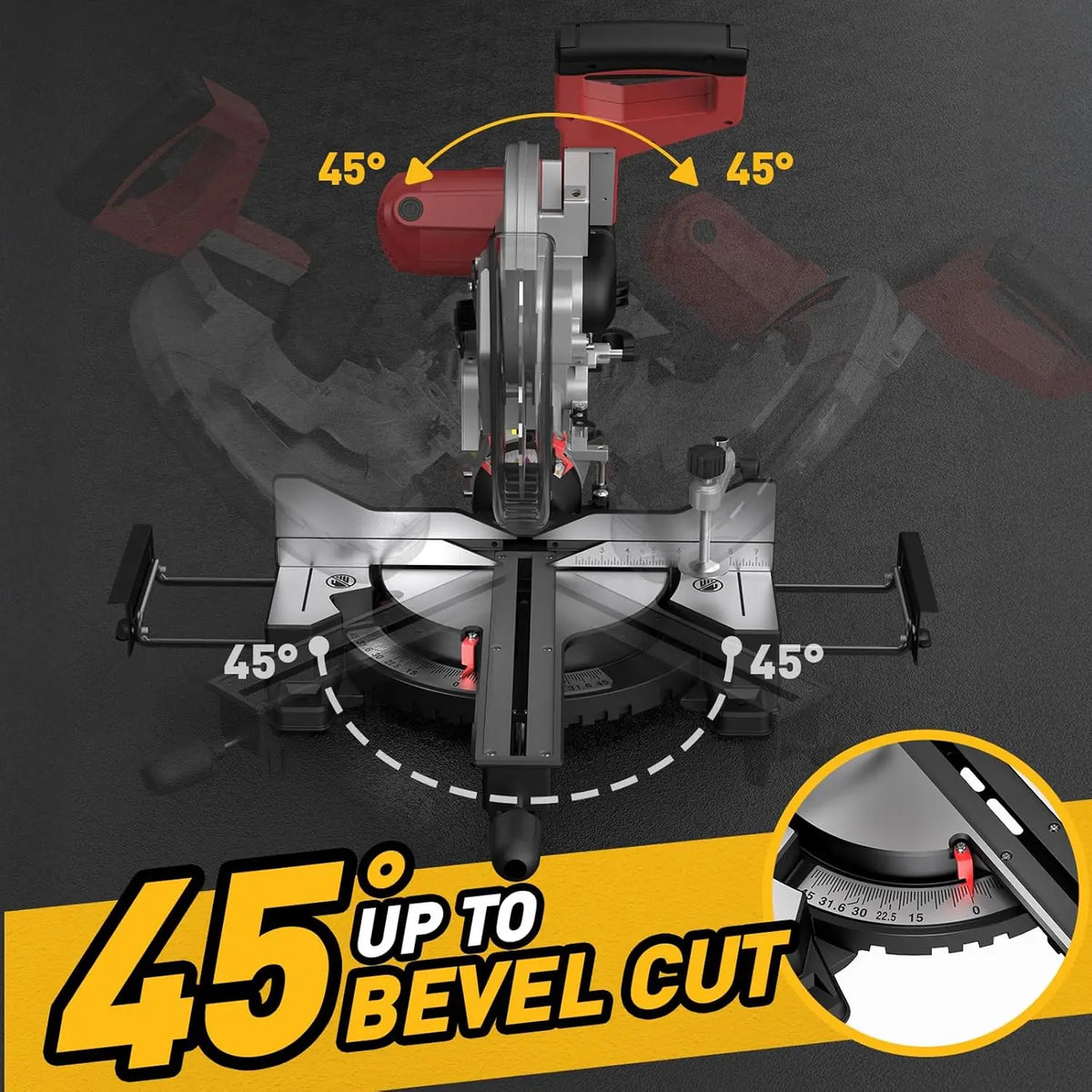 Marvtool Sliding Compound Miter Saw Dual Bevel Precision Cutter