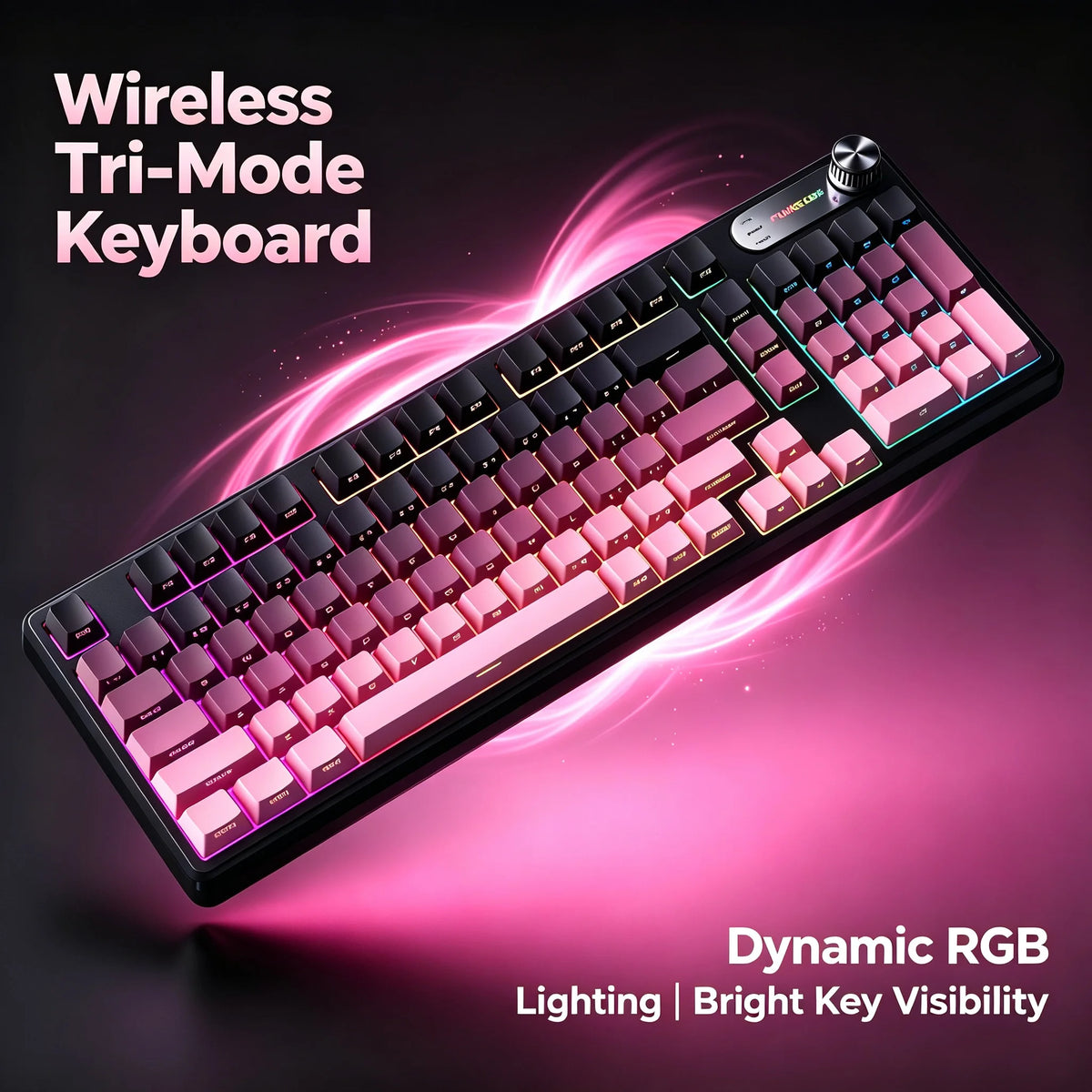 Wireless 98 Key Mechanical Keyboard With Volume Roller And RGB Backlight