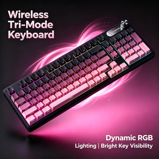 Wireless 98 Key Mechanical Keyboard With Volume Roller And RGB Backlight