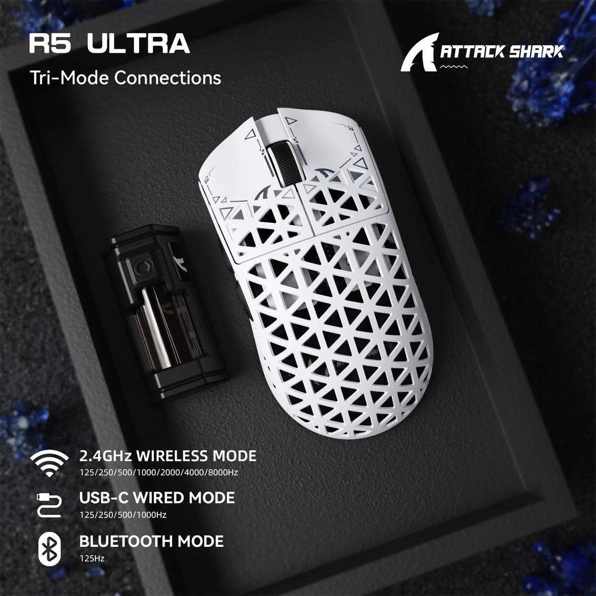 Attack Shark R5 Ultra Wireless Gaming Mouse 8K 42000DPI Superlight