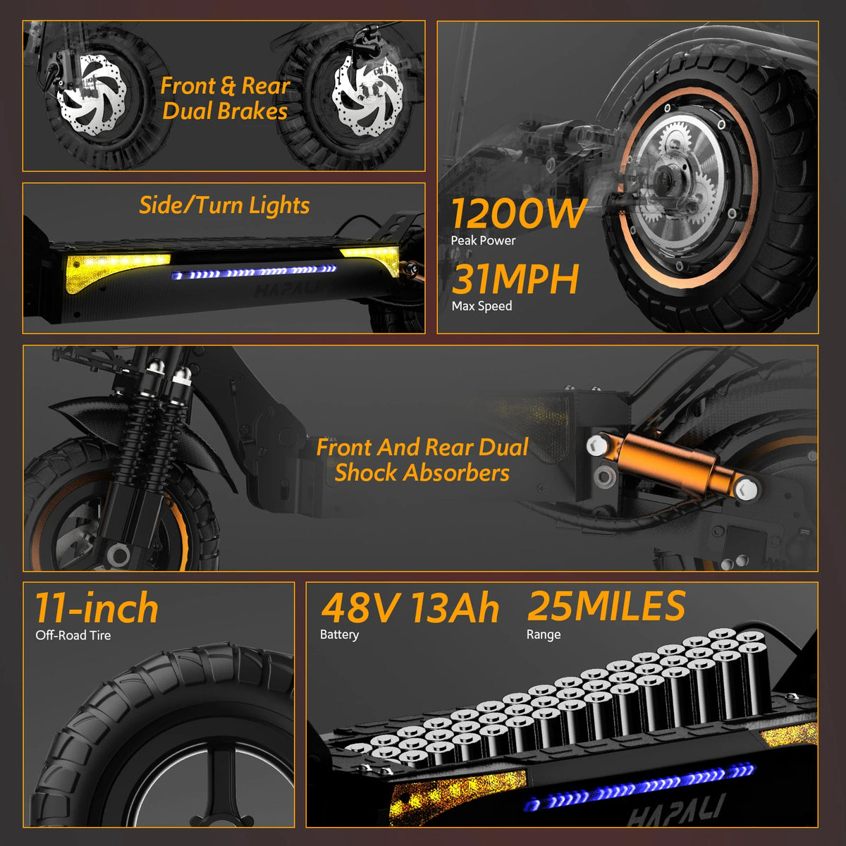 Osboo Off Road Electric Scooter With Double Suspension 1200W Motor