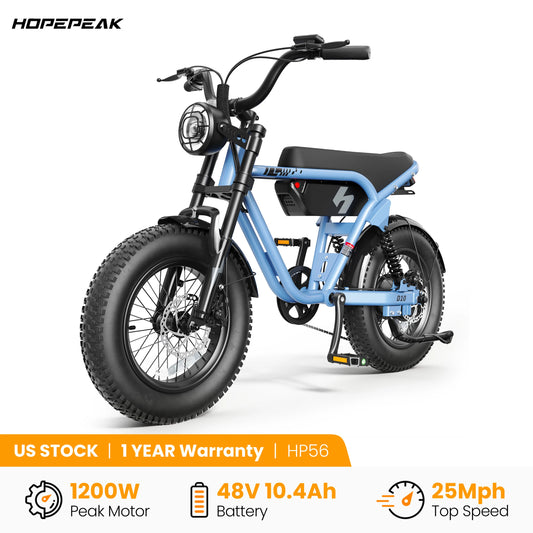 Hopepeak Full Suspension 1500W Fat Tire Electric Mountain Bike