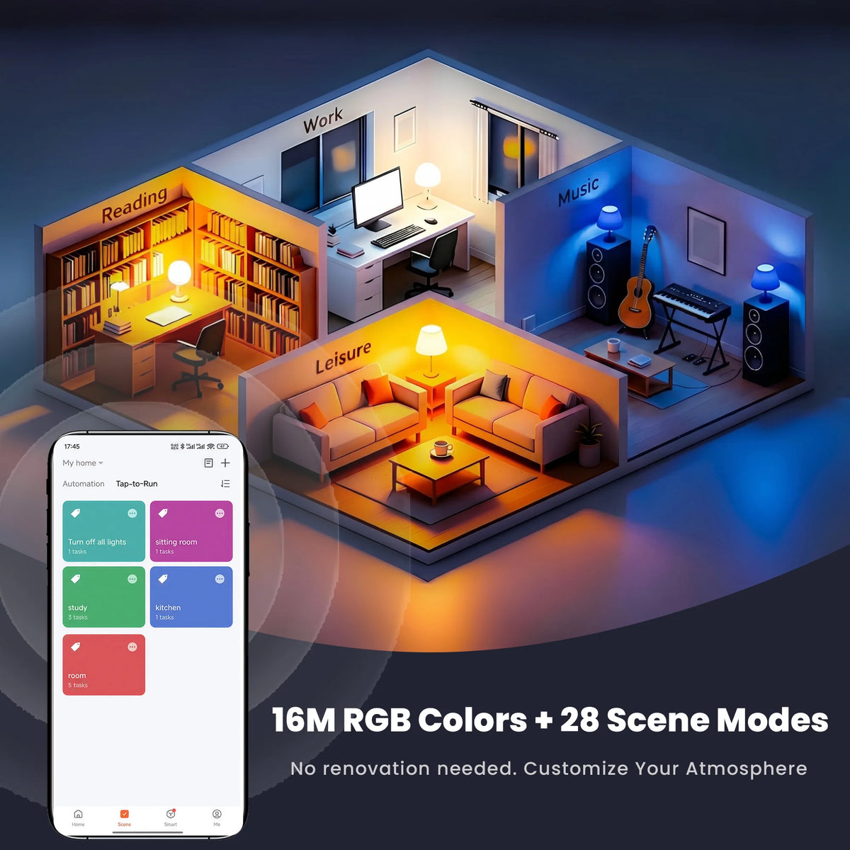Tuaaryii Smart LED Bulbs With Music Rhythm And Remote Control