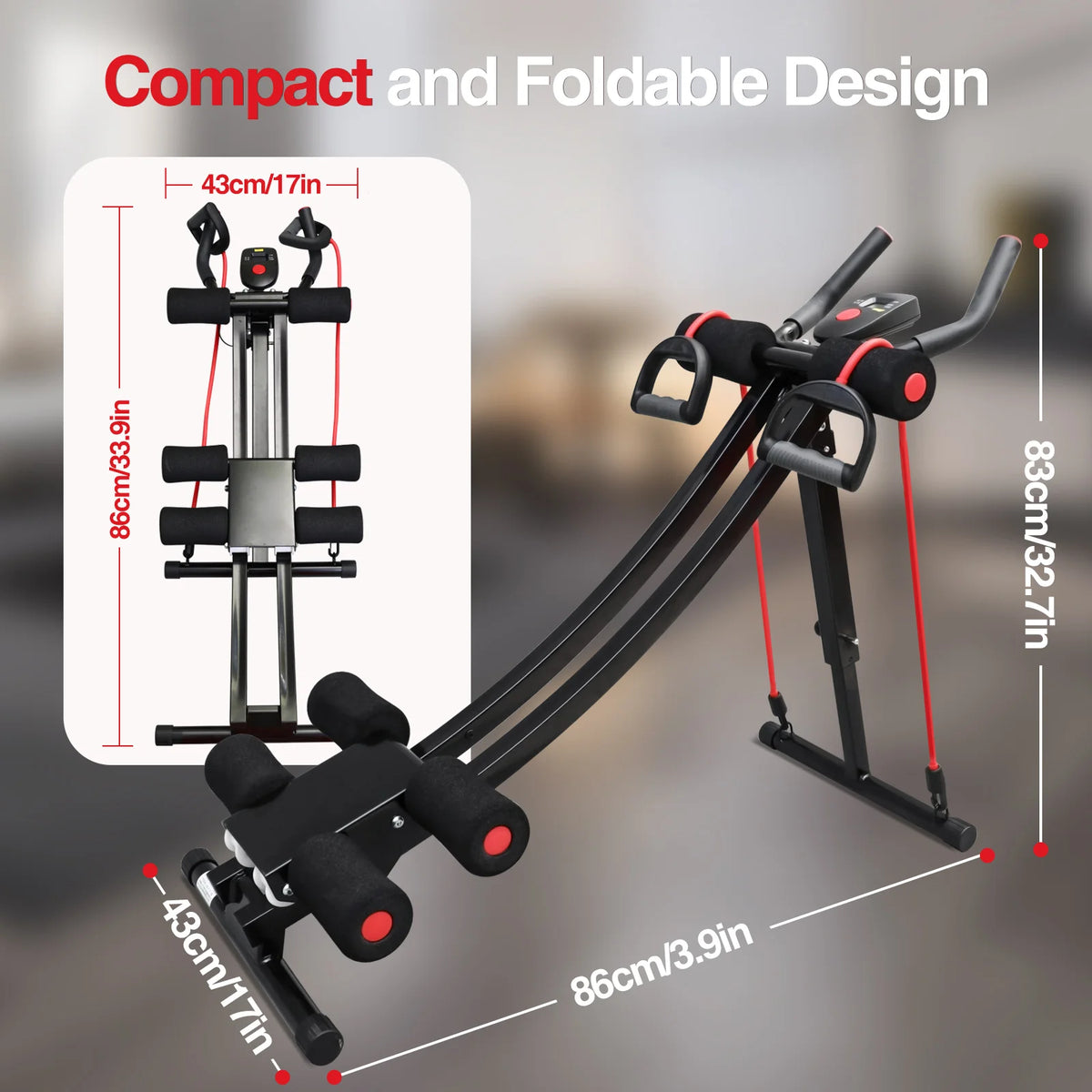 Foldable Ab Workout Machine With Lcd Display For Home Fitness
