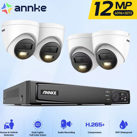 Annke 12MP Dual Light POE Surveillance Camera System Kit