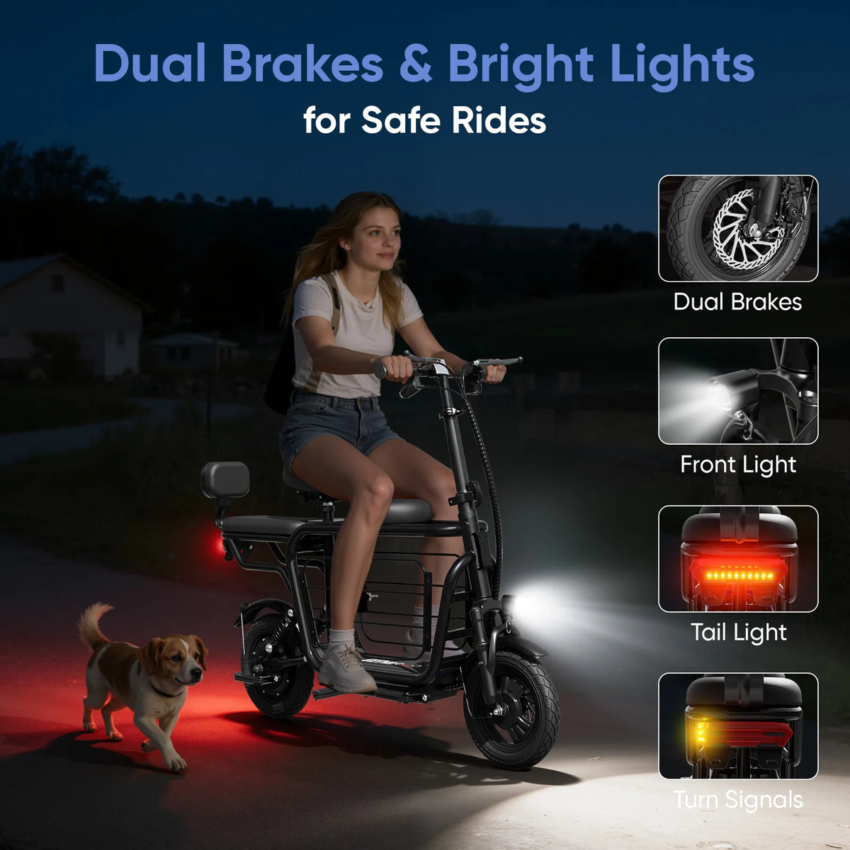 Eilleo Spacewalk Foldable Electric Scooter With Seat And Basket