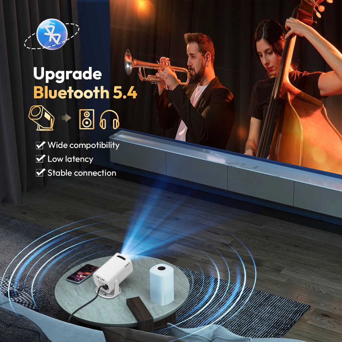 XGODY Gimbal 3 Pro Mini Smart Projector 720P Native