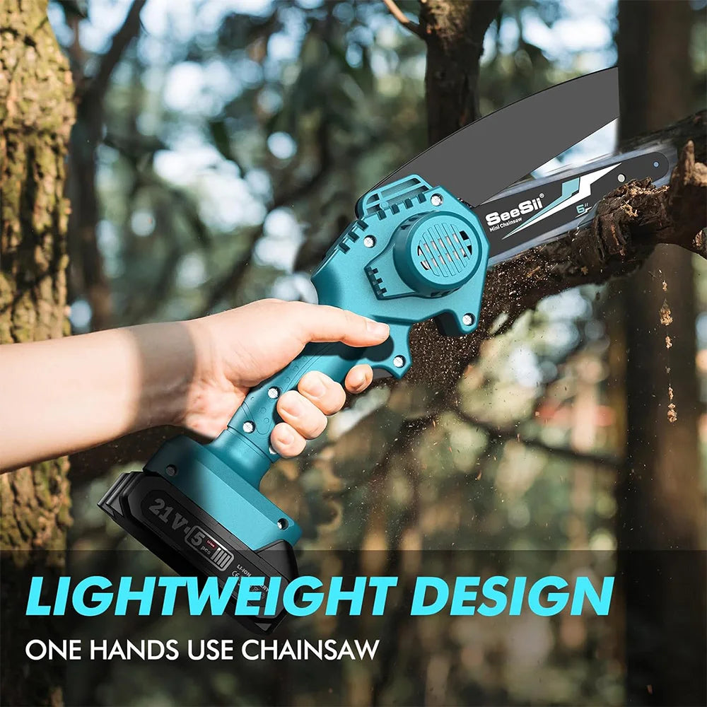 Seesii Cordless Chainsaw Handheld Electric Wood Cutting Saw