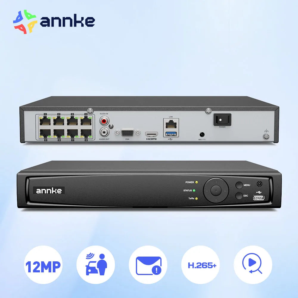 Annke 8Ch Nvr 12Mp Poe Video Recorder 4K H265 Surveillance