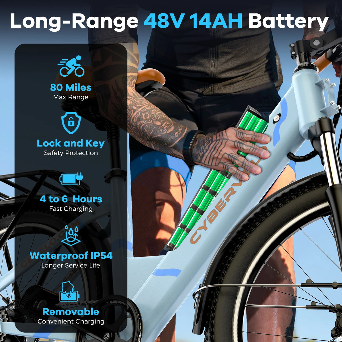 Cybervelo Urban Electric Bike With Detachable Battery And Peak Motor