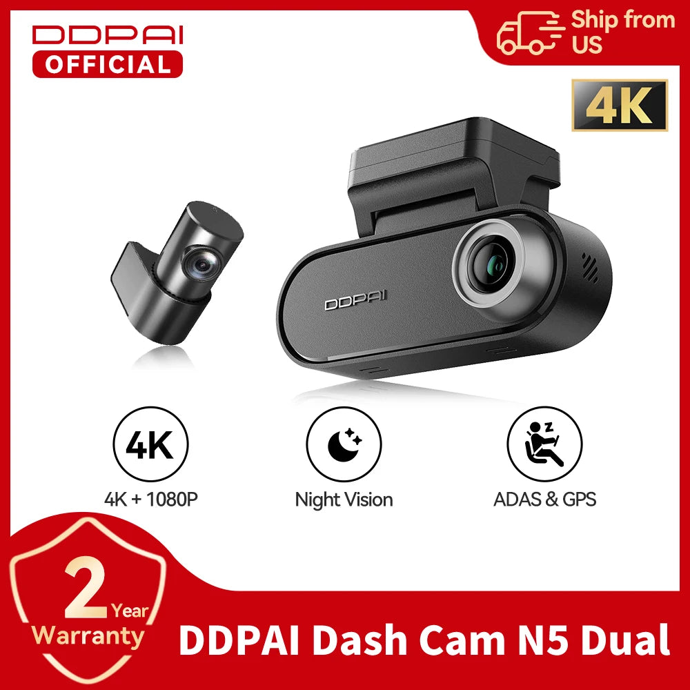 Ddpai N5 Dual 4K Dash Camera Front And Rear Video Recorder