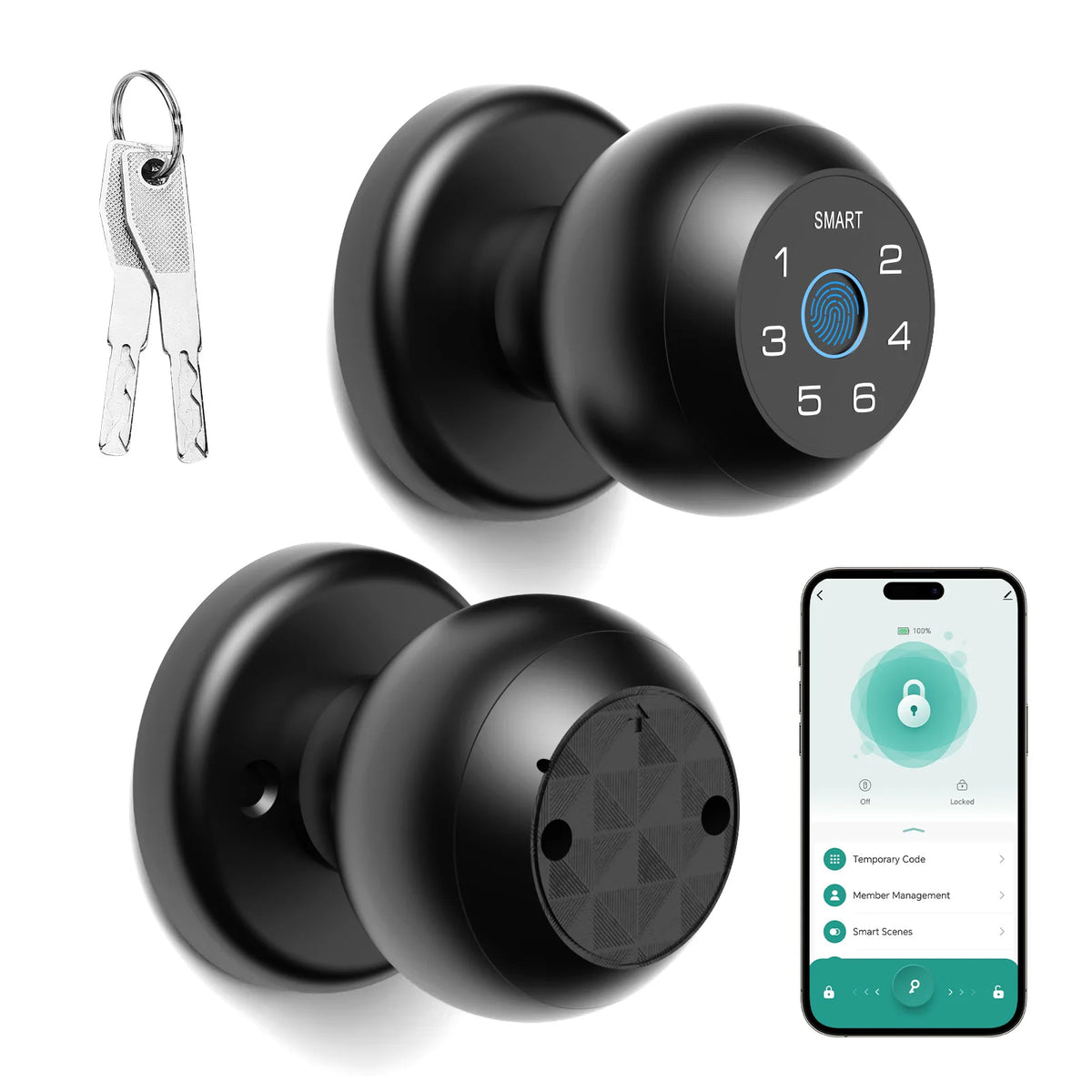 Viladepot Ball Shaped Smart Lock Fingerprint App Control Keypad
