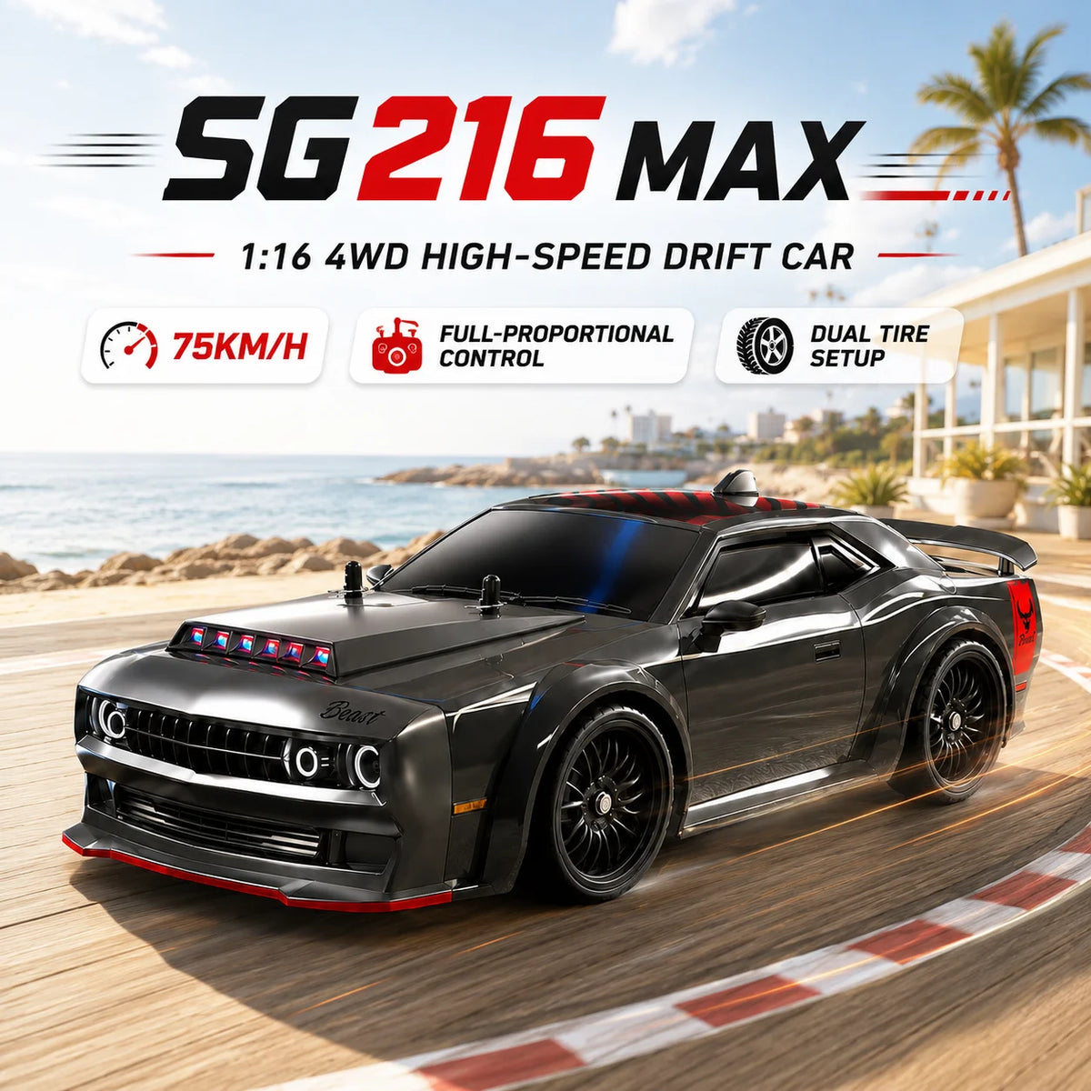 ZNLYRION SG216MAX 4WD Brushless RC Drift Car With LED Lights