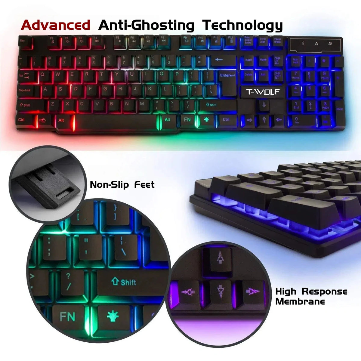 Twolf Wired Rgb Gaming Keyboard Mouse Headset Pc Combo Set
