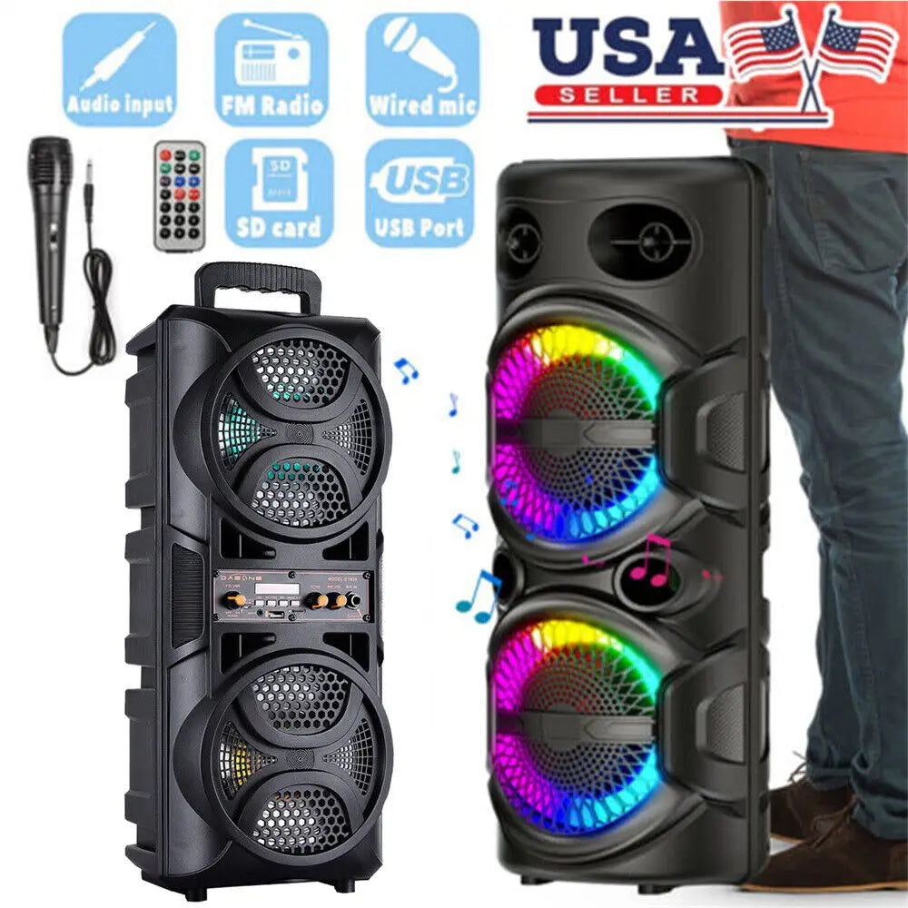Curuk Portable Bluetooth Speaker Heavy Bass Karaoke Subwoofer Rechargeable