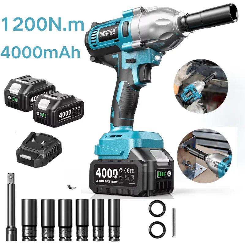 Seesii Brushless Cordless Impact Wrench High Torque Kit