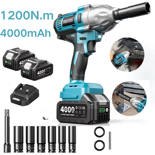 Seesii Brushless Cordless Impact Wrench High Torque Kit