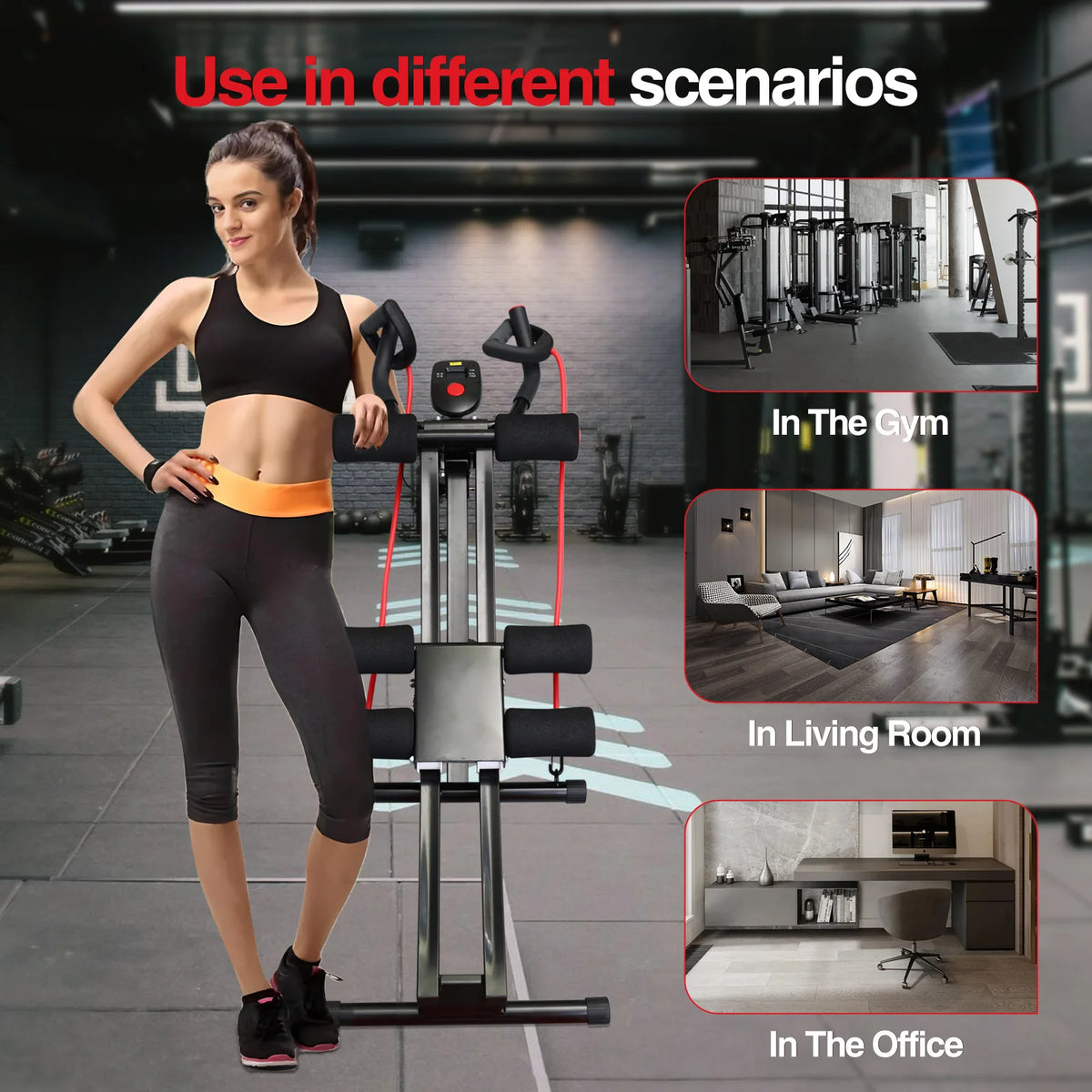 Foldable Ab Workout Machine With Lcd Display For Home Fitness